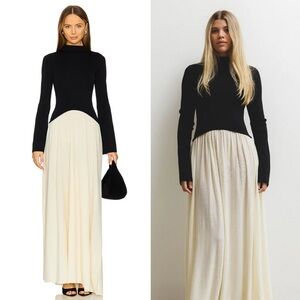 SOLID & STRIPED Black and Cream Long Dress
